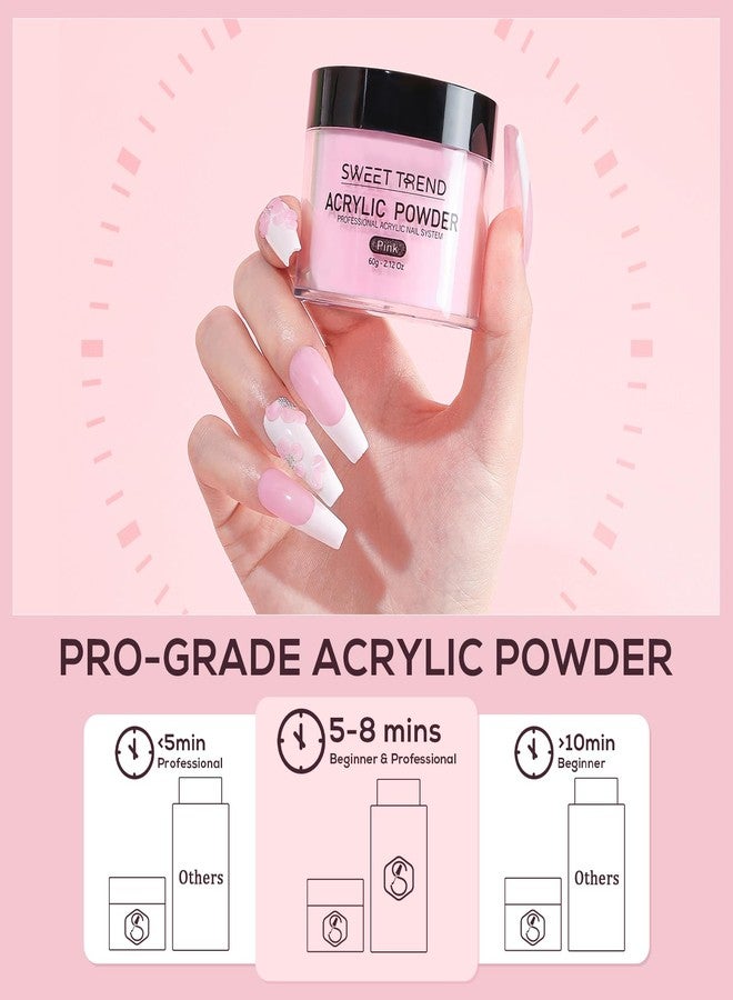 Sweet Trend Acrylic Nail Powder: 60g Clear White Pink Nude Acrylic Powder Set Professional Acrylic Nail Powder Polymer Colored Nail Extensions Kit for Carving Nails - Image 4